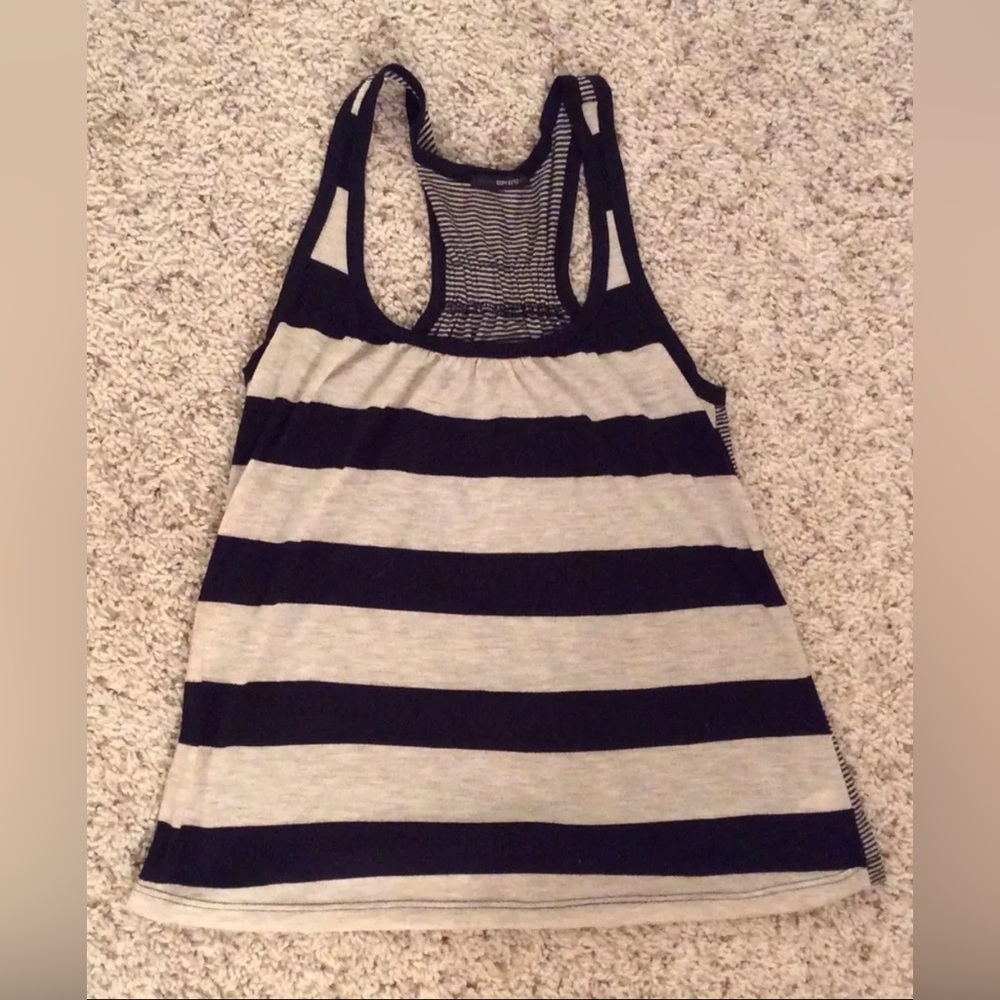 Soprano Brand Raceback Striped Tank Top Black/Beige-Junior Size:Small - EUC